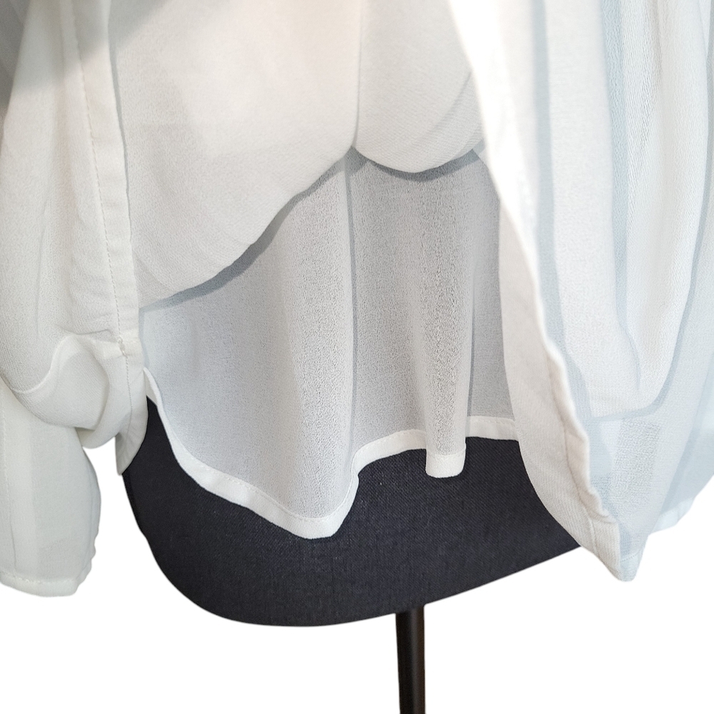 Miss Me Chic Cottagecore White Pleated Tassel Long Sleeve Blouse Women's Size L - Picture 11 of 14